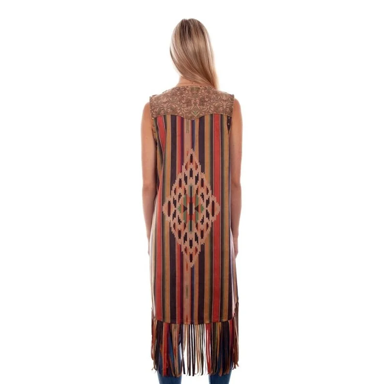 Scully Western Vest Womens Microfiber Long Fringe Serape F0_HC768