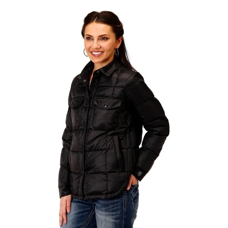 Roper Western Jacket Womens Quilted Snap Black 03-098-0693-6160 BL