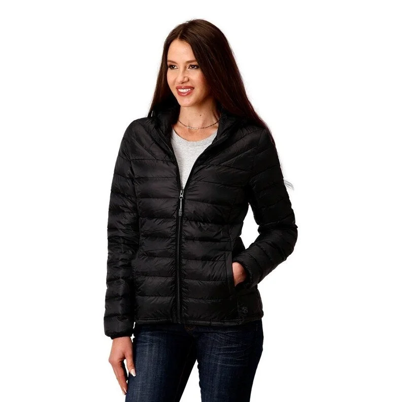 Roper Western Jacket Womens Quilted Logo Black 03-098-0693-6186 BL