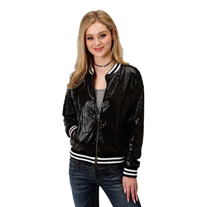 Roper Western Jacket Womens Zip Sequin Black 03-098-0565-6049 BL