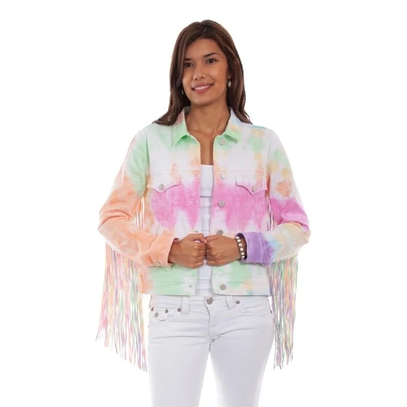 Scully Western Jacket Womens Jean Button Fringe Sherbet F0_HC688