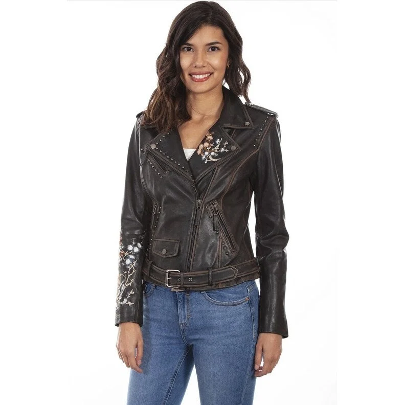 Scully Western Jacket Womens Embroidered Motorcycle Black F0_L1032