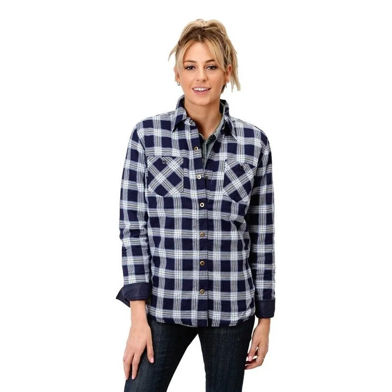 Roper Western Jacket Women Reversible Plaid Navy 03-098-0117-2688 BU