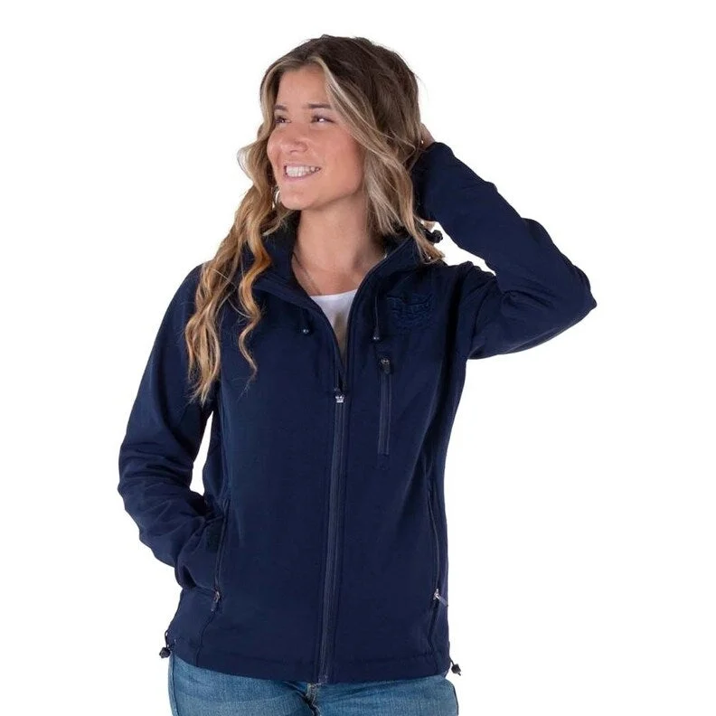 Cowgirl Tuff Western Jacket Womens Stretch Logo Zip Navy H00732