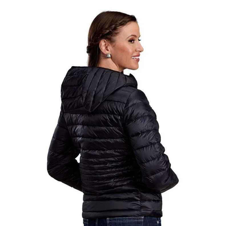 Roper Western Jacket Womens Hood Quilted Zip Black 03-098-0693-6000 BL