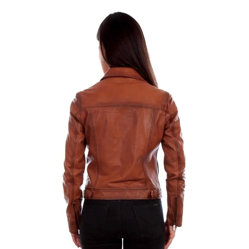 Scully Western Jacket Womens Leather Cognac Soft Lamb F0_L1093