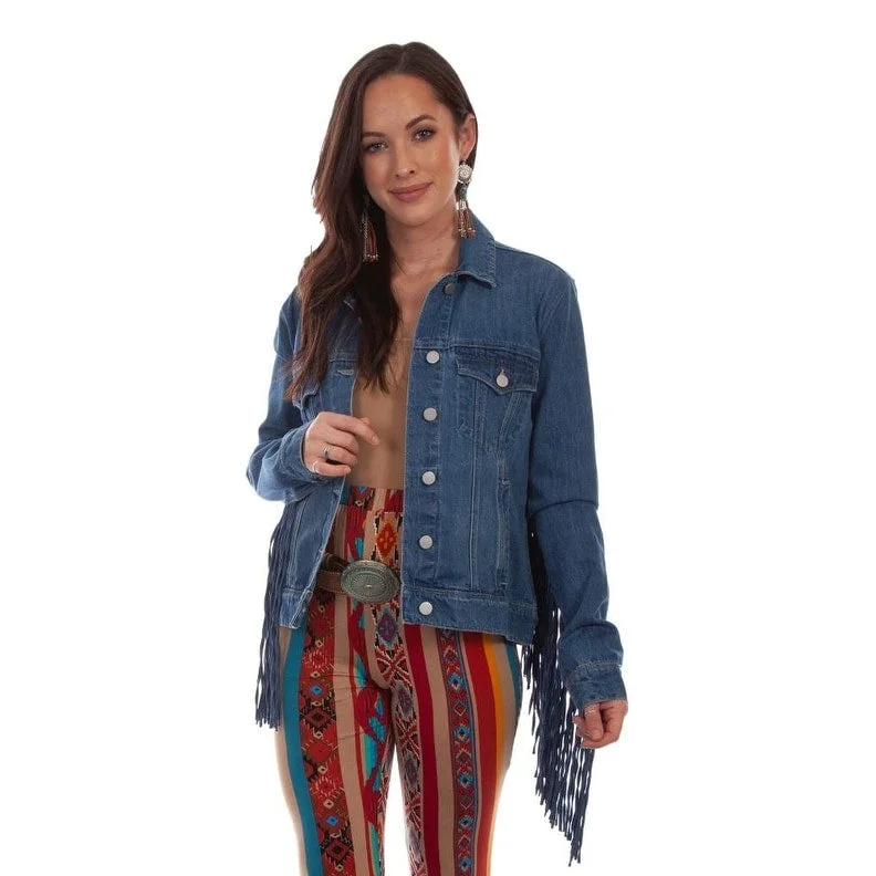 Scully Western Jacket Womens Jean Button Fringe Classic F0_HC711