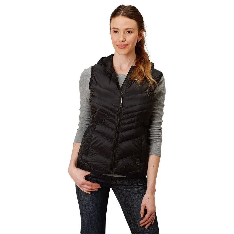 Roper Western Vest Womens Down Chevron Black 03-098-0685-6113 BL