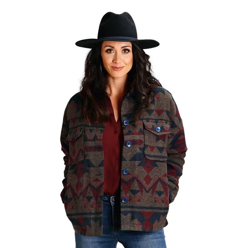 Stetson Western Jacket Womens Aztec Sherpa Blue 11-096-0539-7031 BU