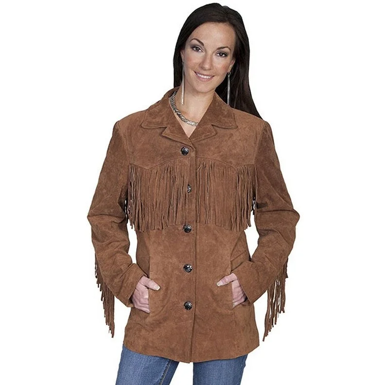 Scully Western Jacket Womens Leather Fringe Button Front F0_L74