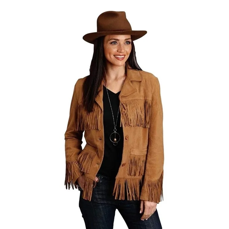 Stetson Western Jacket Womens Suede Fringe Tan 11-098-0539-0071 TA