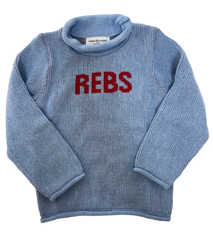 Rollneck Sweater -Light Blue REBS in Red