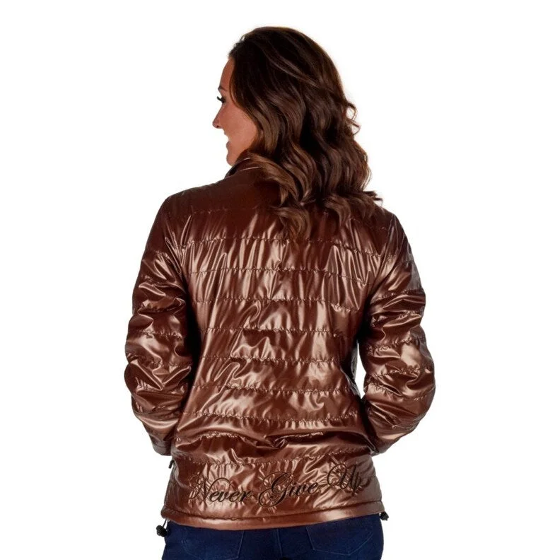 Cowgirl Tuff Western Jacket Womens Zip Hand Pocket Logo Copper 100730