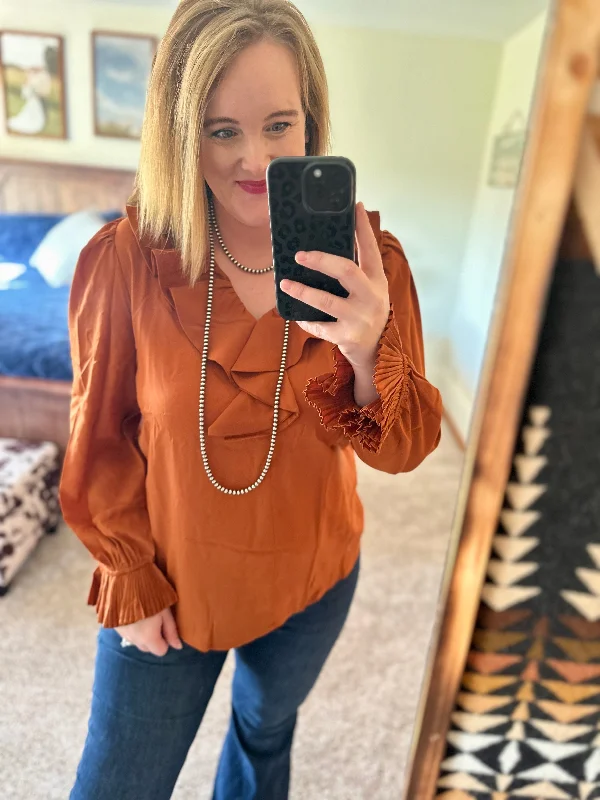 Rust Ruffle Top