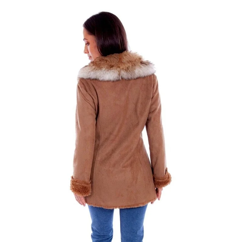 Scully Western Jacket Womens Lined Faux Fur Collar Tan F0_8062