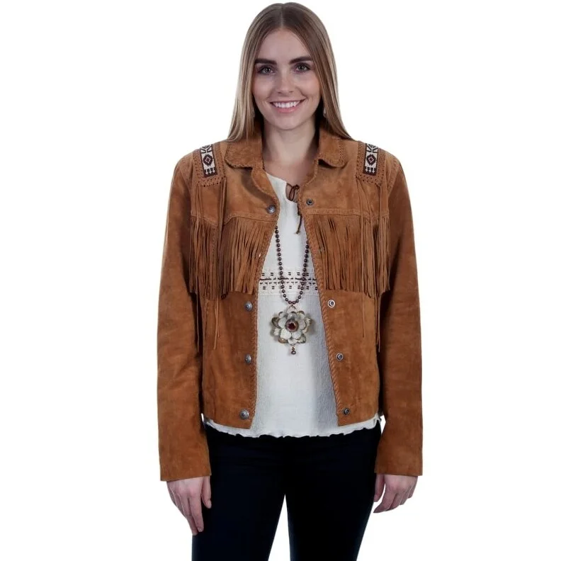 Scully Western Jacket Womens Beaded Epaulettes Fringe Laced F0_L758