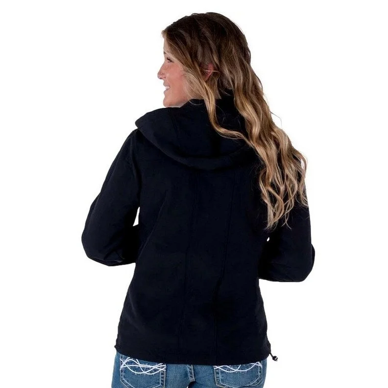 Cowgirl Tuff Western Jacket Womens Stretch Hood Zip Black H00731