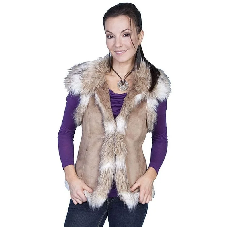 Scully Western Vest Womens Honey Creek Faux Fur Suede Hook Eye F0_8023