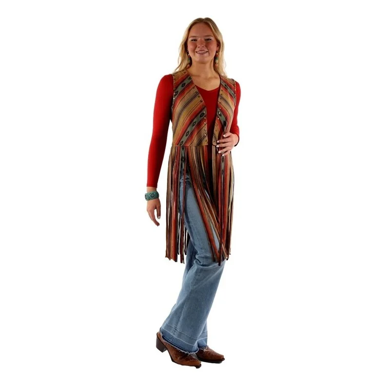 Scully Western Vest Womens Southwest Long Fringe Studs Serape F0_HC923