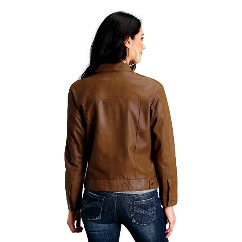 Stetson Western Jacket Womens Leather Button Brown 11-098-0539-7094 BR