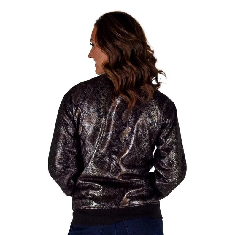 Cowgirl Tuff Western Jacket Womens Snakeskin Print Zip Black 100733