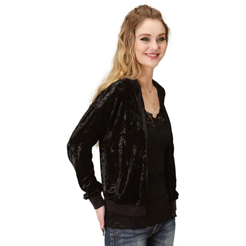 Roper Western Jacket Womens Bomber Zipper Black 03-098-0514-6083 BL