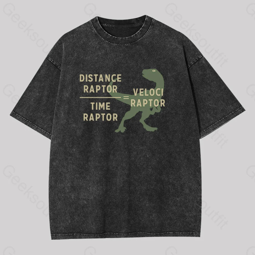 Equations Of Motion Science Velociraptor Washed T-Shirt