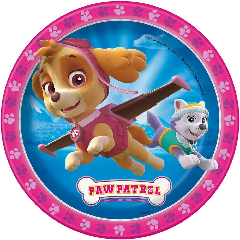 9 inch PAW PATROL GIRL ROUND DINNER PLATES (8 PK)