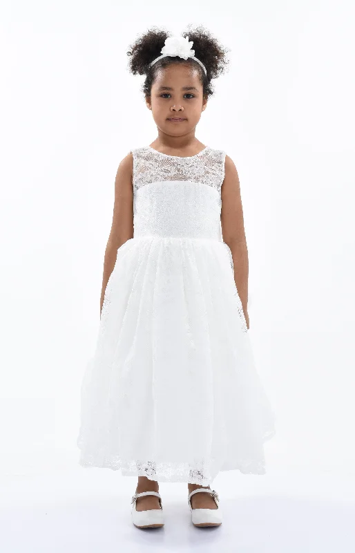 White Rossemere Lace Embroidered Tulle Dress