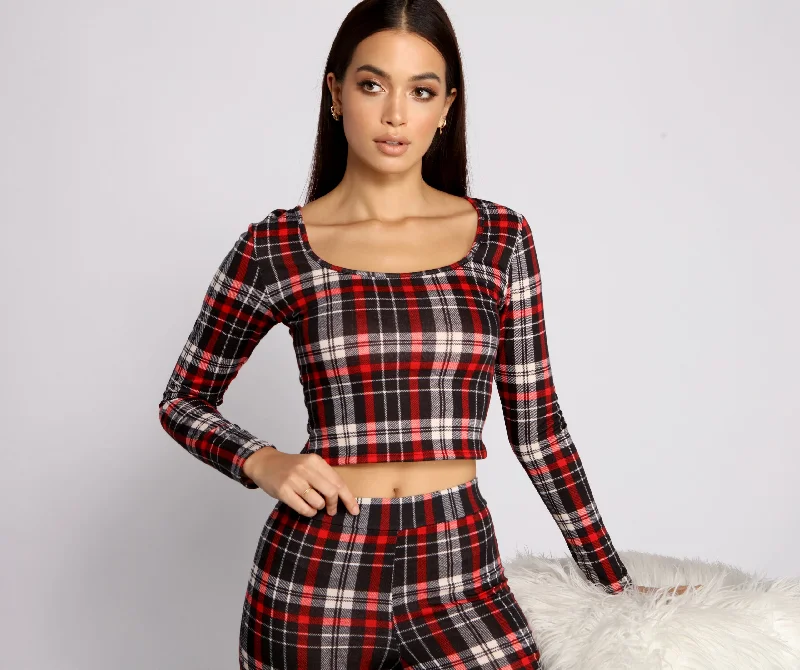 Classic Plaid Pajama Crop Top