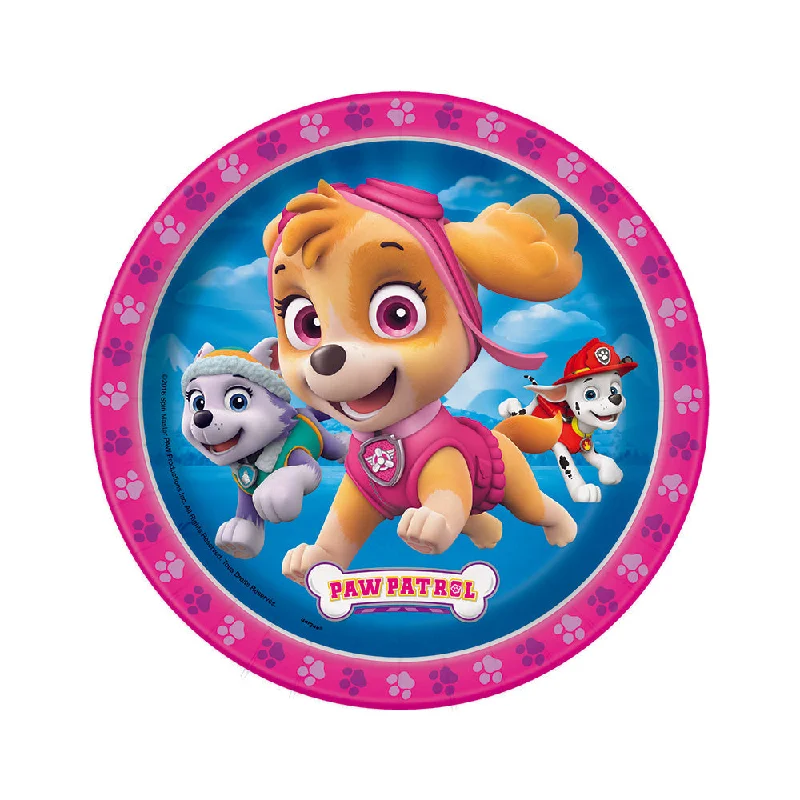 7 inch PAW PATROL GIRL ROUND DESSERT PLATES (8 PK)