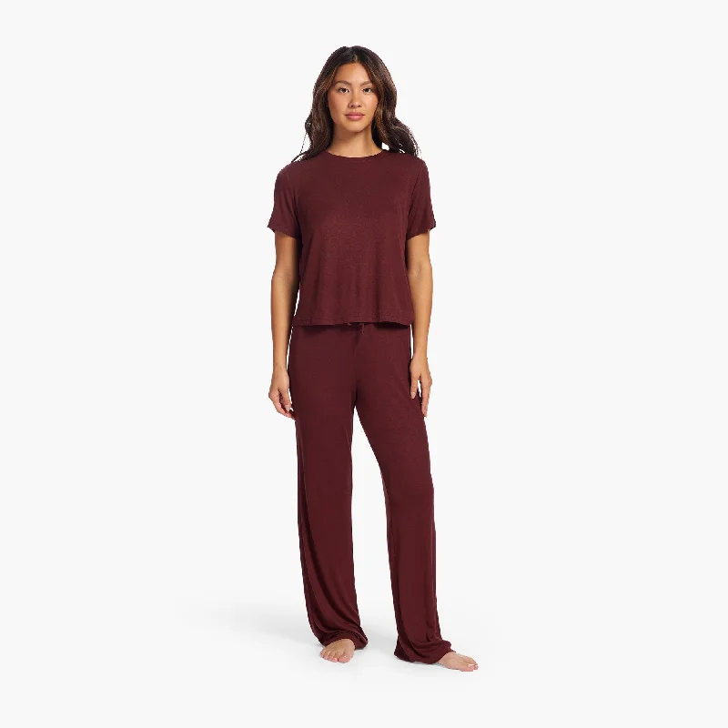 Ribbed Pajama Set | Black Cherry