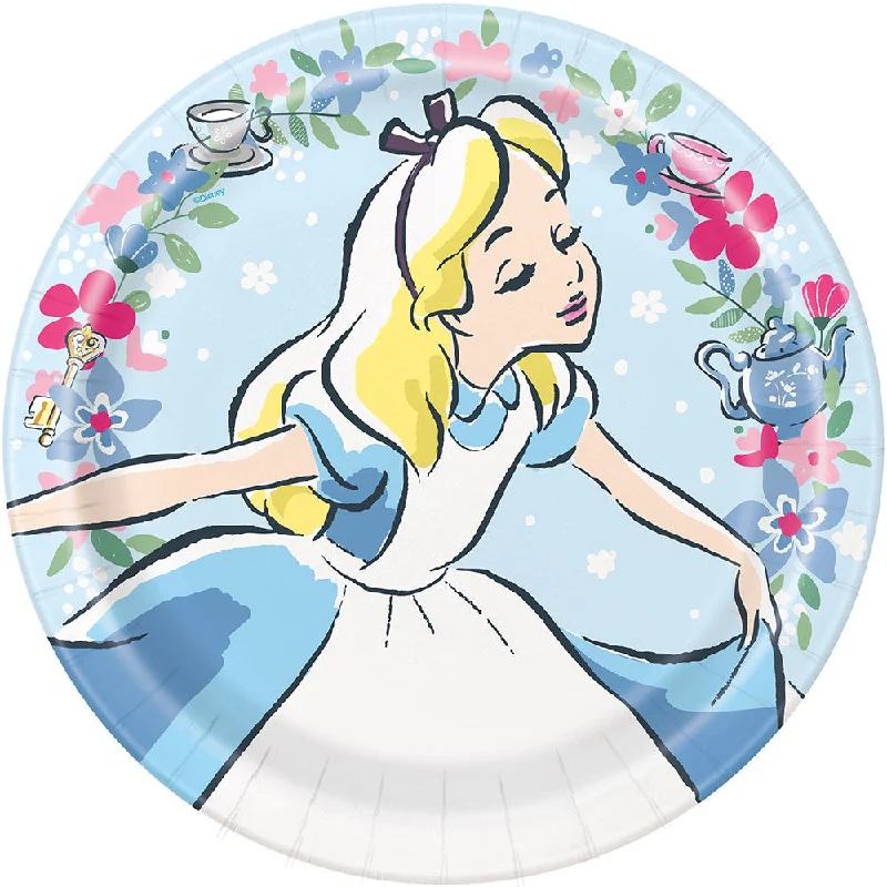 9 inch ALICE IN WONDERLAND ROUND DINNER PLATES (8 PK)