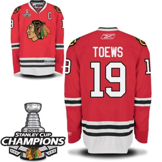 Jonathan Toews "C" Chicago Blackhawks Home Red Youth Premier Jersey w/ 2015 Stanley Cup Patch by Reebok