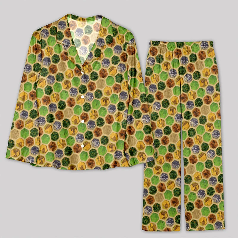 Board Game Map Green Pajamas Set