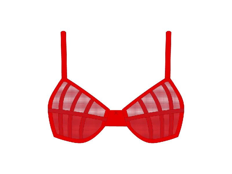 Red Mesh Peep Bralette