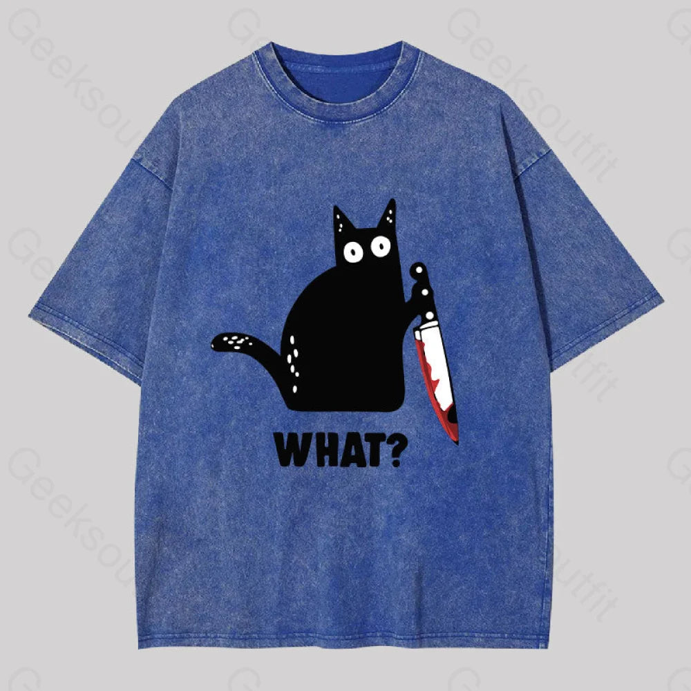 What Cat Funny Washed T-shirt