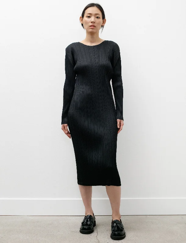 Long Sleeve Straight Dress Black