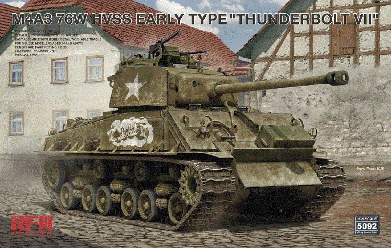 Ryefield Model 1/35 Sherman M4A3 76W Hvss Early Type ” Thunderbolt VII