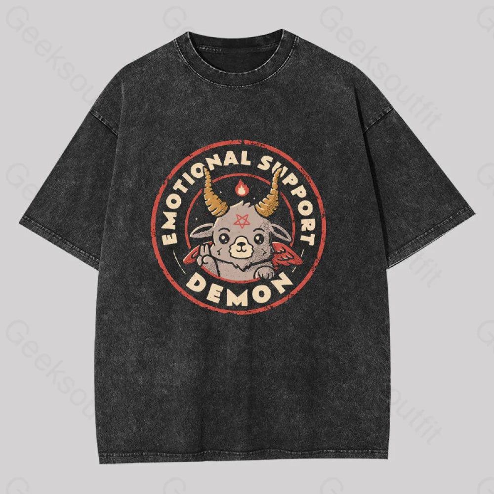 Emotional Support Demon Geek Washed T-shirt