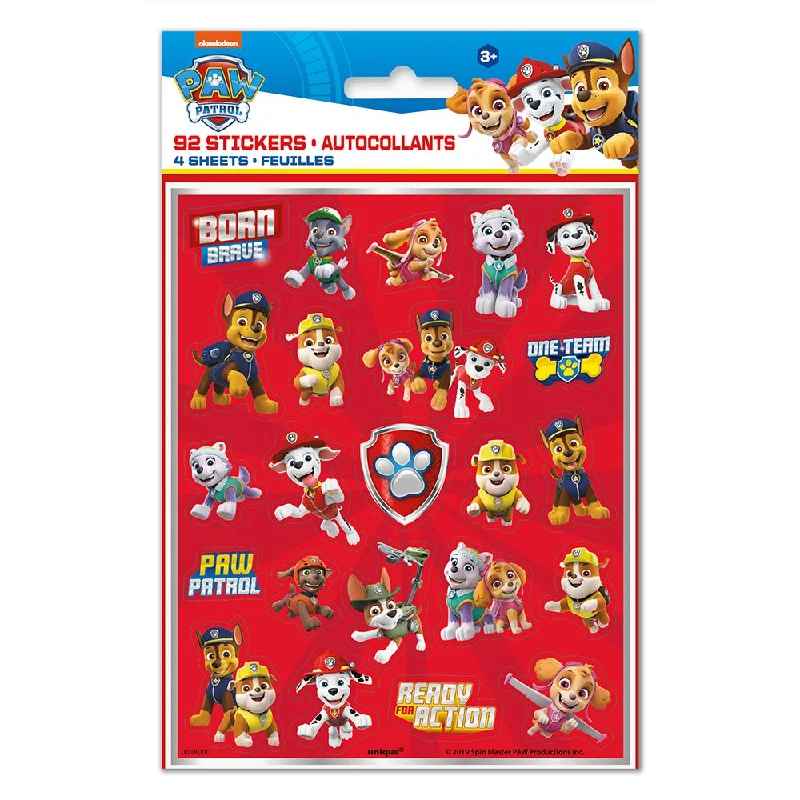 PAW PATROL STICKERS SHEETS (92 PK)