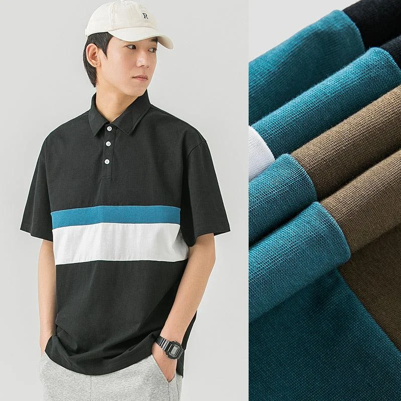 Lapel Breathable Stripe Polo T-Shirt