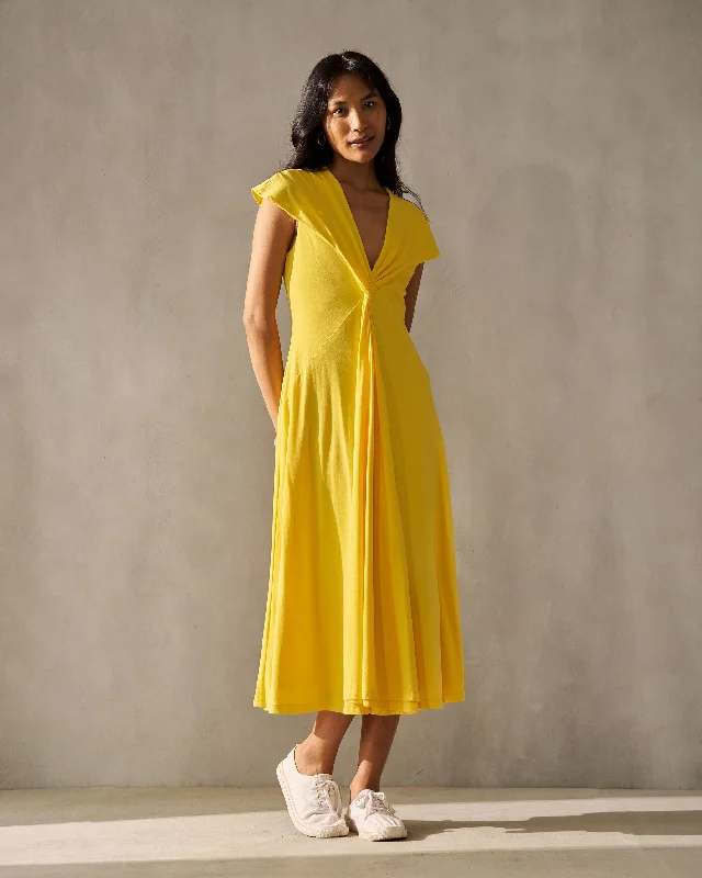 Lillian Front Gathered Dress - Yellow