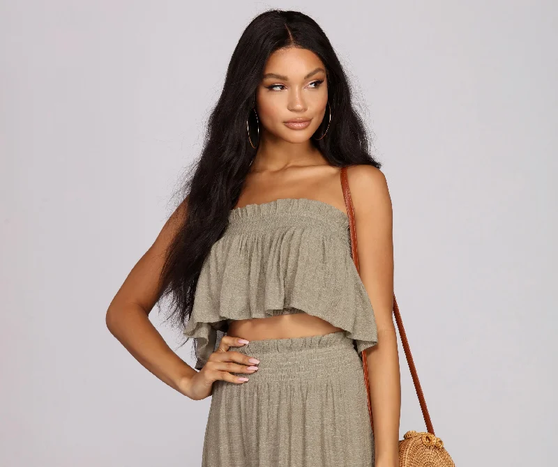 Boho Flow Ruffled Crop Top