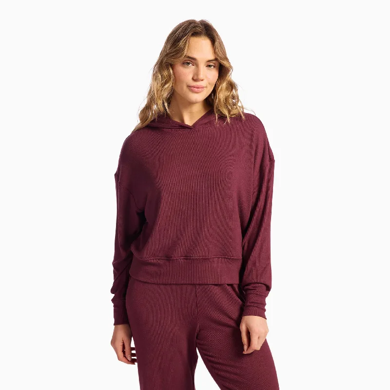 Slinky Rib Hoodie | Merlot