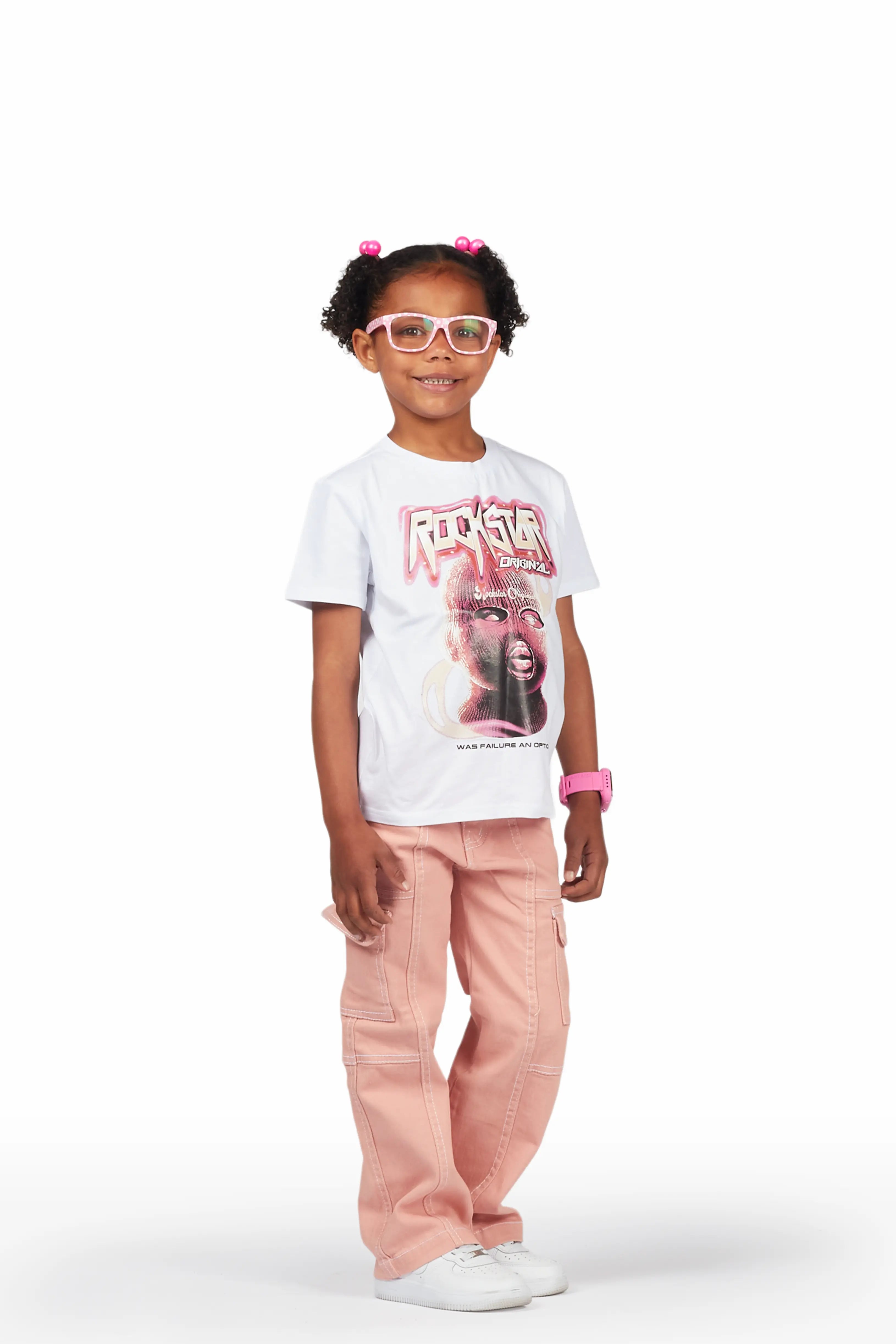 Girls Karasi White/Pink T-Shirt/Jean Set