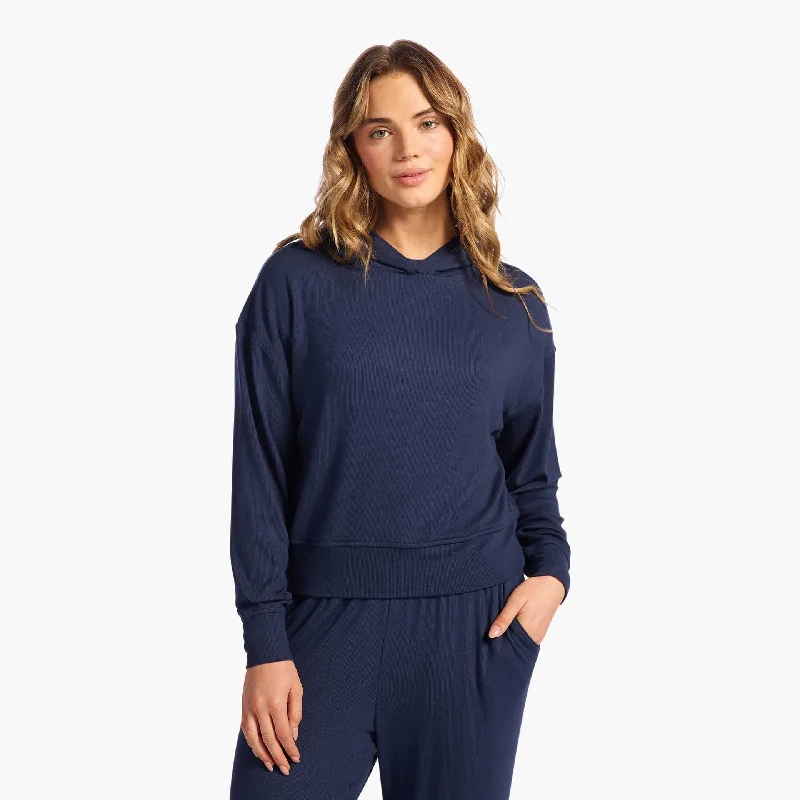 Slinky Rib Hoodie | Navy