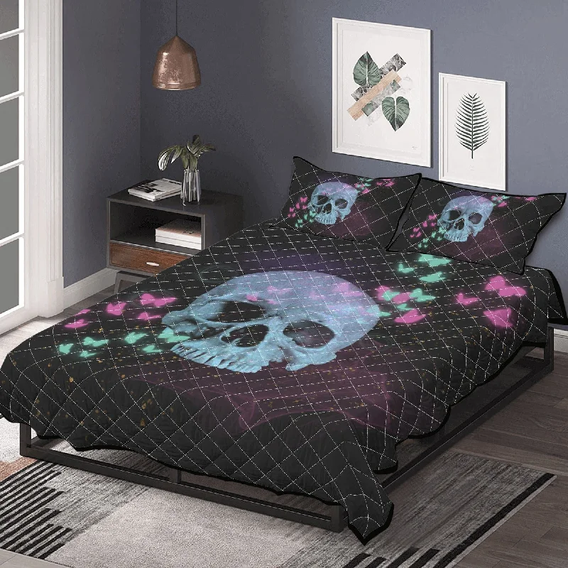 Skull Butterflies Quilt Bed Set 3 Sizes