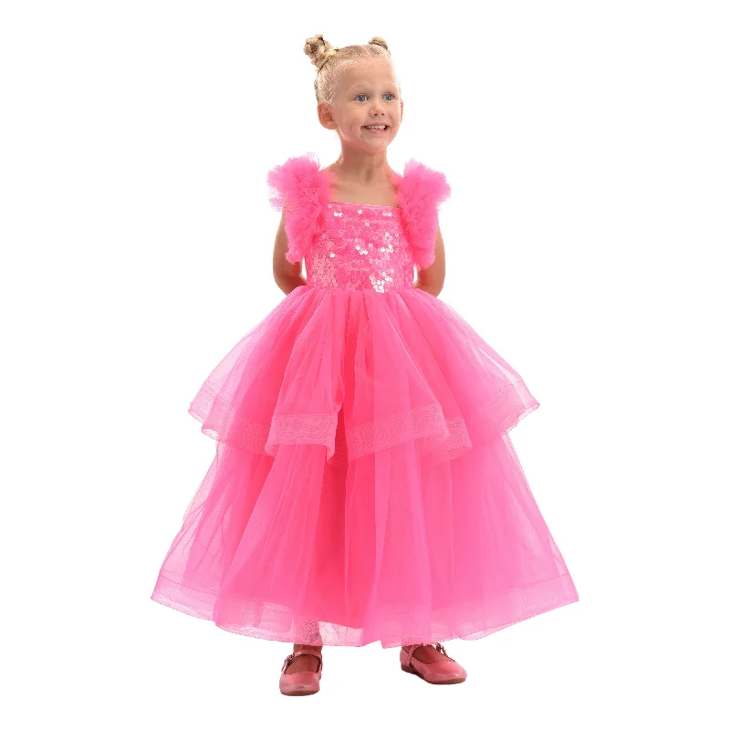 Fuchsia Peralta Sequin Ruffle Tulle Dress