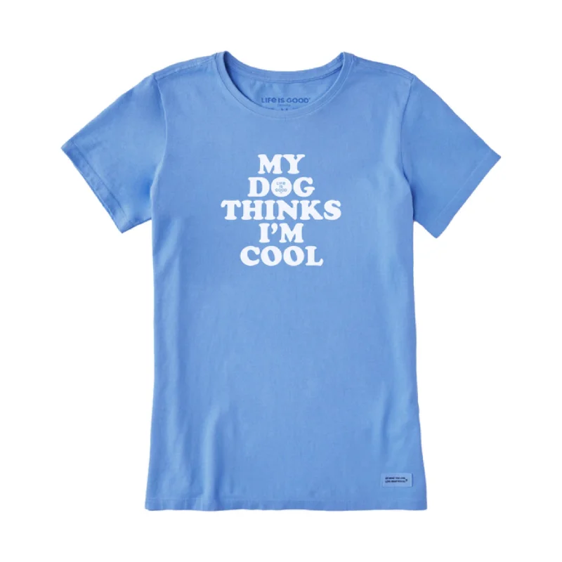 Life Is Good Women's My Dog Thinks I'm Cool Short Sleeve Tee - Cornflower Blue